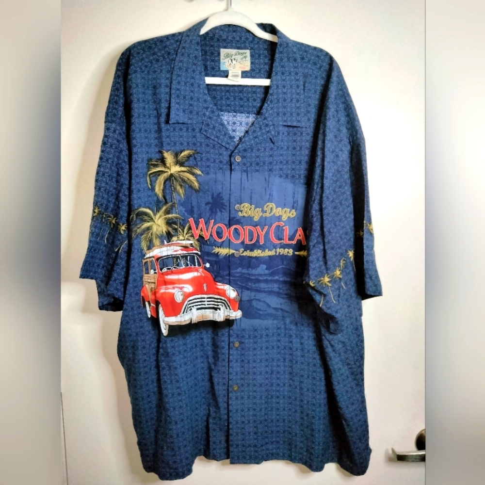 Big Dogs (Size 4X) Men's Woody Classic Graphic Hawaiian Button Down SS Shirt